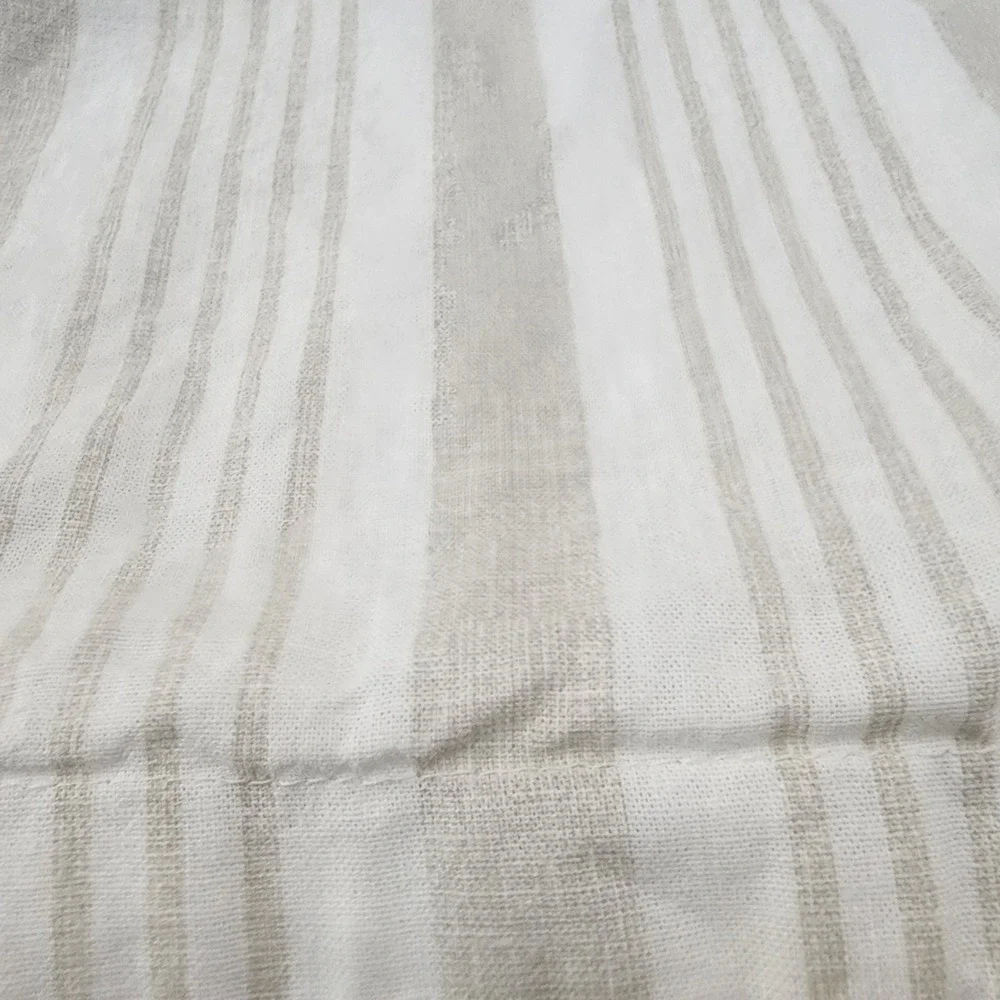 2- Wamsutta Stripe Oatmeal And Brown Stripe King Size Pillow Shams
